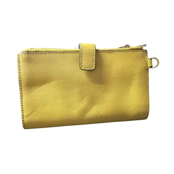 Michael Kors Yellow Saffiano Leather Double-Zip Wallet With Card Slots & ID Wind - Picture 2 of 10